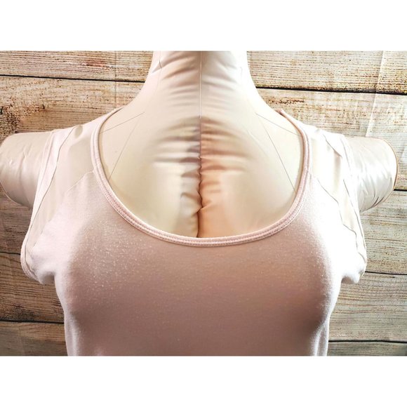 Light Peach Short Sleeve Crop Top with sheer Mesh Insets (2X) - Picture 5 of 12